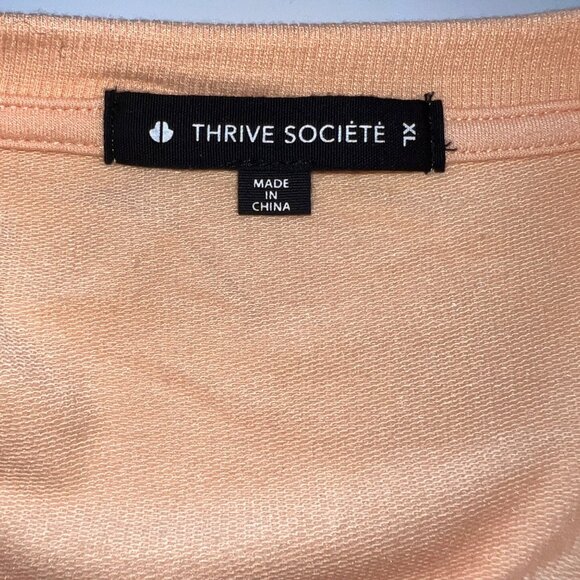 Thrive Société Peach Long-Sleeve Sweatshirt w/ Drawstring Hem Womens Size XL - Picture 4 of 7